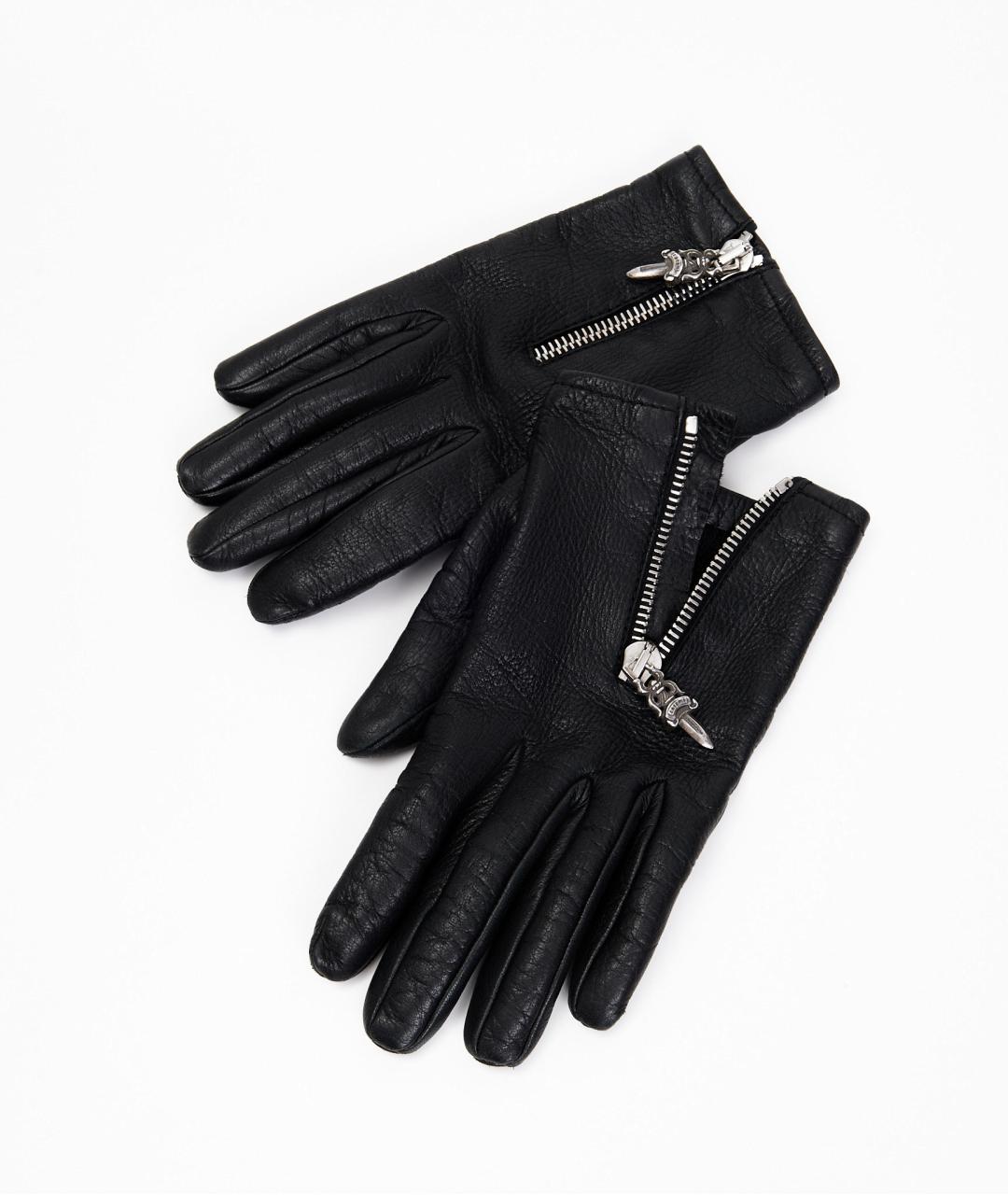 CHROME HEARTS Черные кожаные перчатки, фото 3
