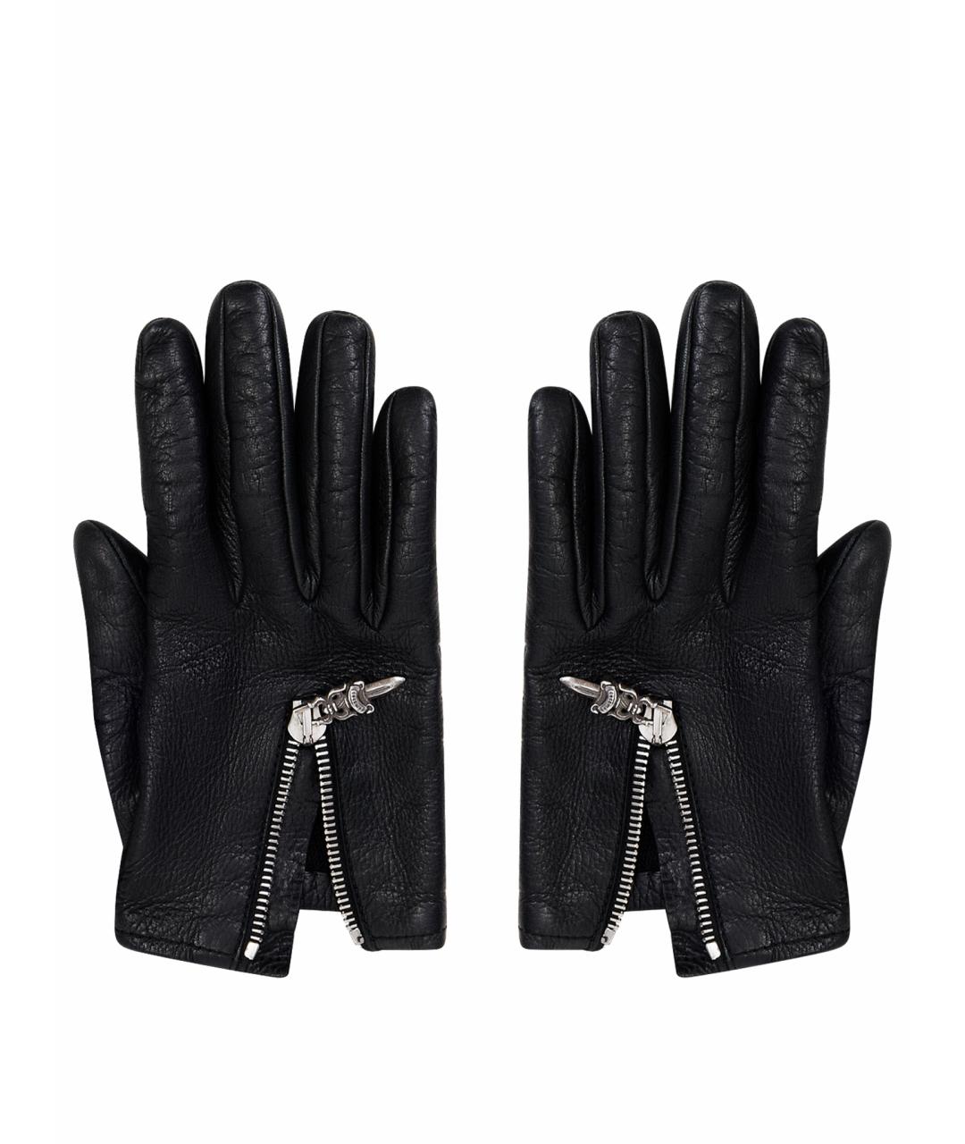 CHROME HEARTS Черные кожаные перчатки, фото 1