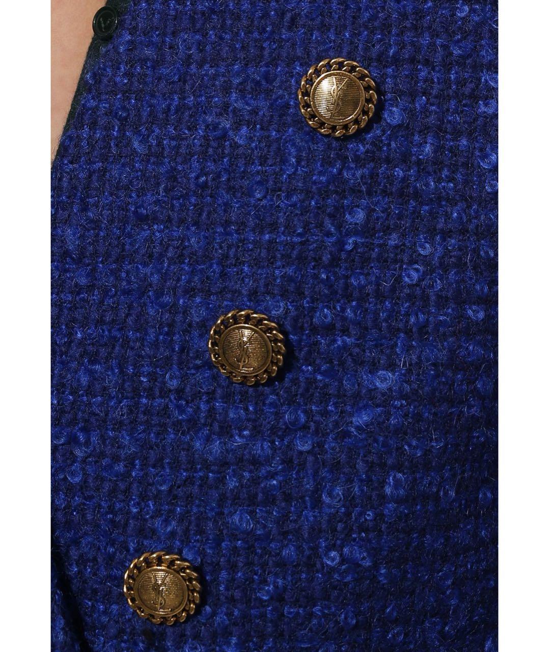 SAINT LAURENT Синий твидовый жакет/пиджак, фото 5