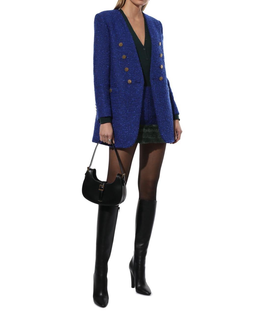 SAINT LAURENT Синий твидовый жакет/пиджак, фото 3