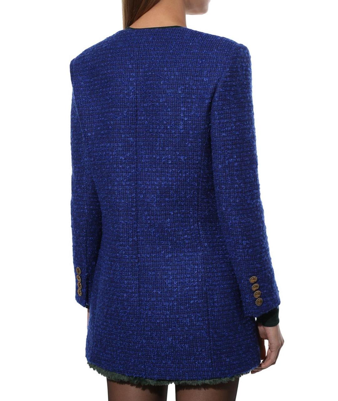 SAINT LAURENT Синий твидовый жакет/пиджак, фото 4