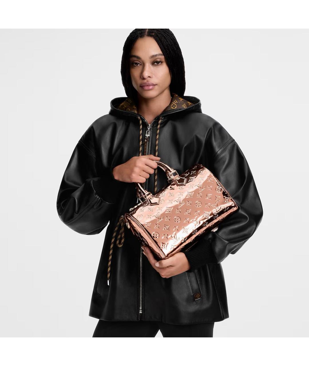 LOUIS VUITTON Коралловая кожаная сумка с короткими ручками, фото 2