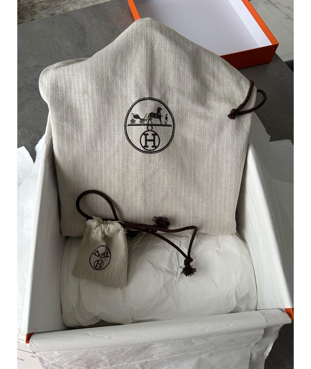 HERMES Антрацитовая кожаная сумка с короткими ручками, фото 7