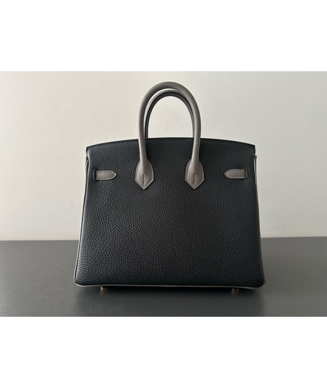HERMES Антрацитовая кожаная сумка с короткими ручками, фото 3
