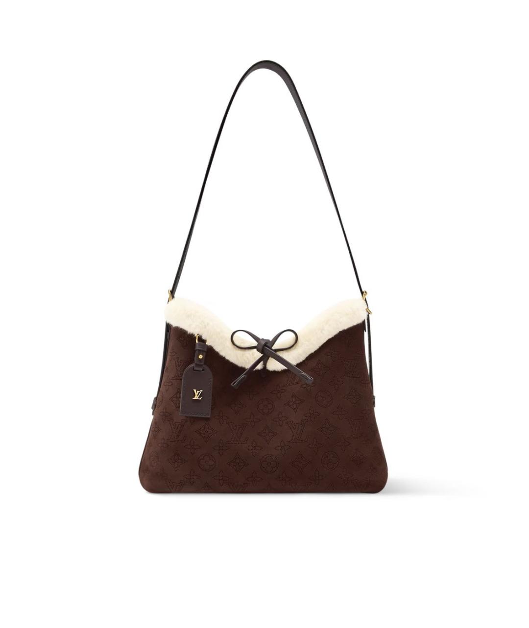 LOUIS VUITTON Коричневая кожаная сумка с короткими ручками, фото 5