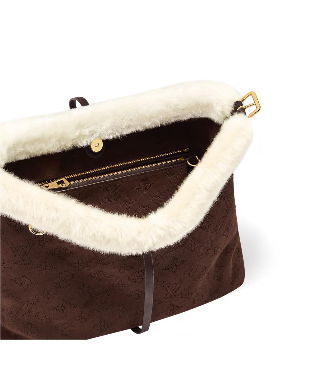 LOUIS VUITTON Коричневая кожаная сумка с короткими ручками, фото 4