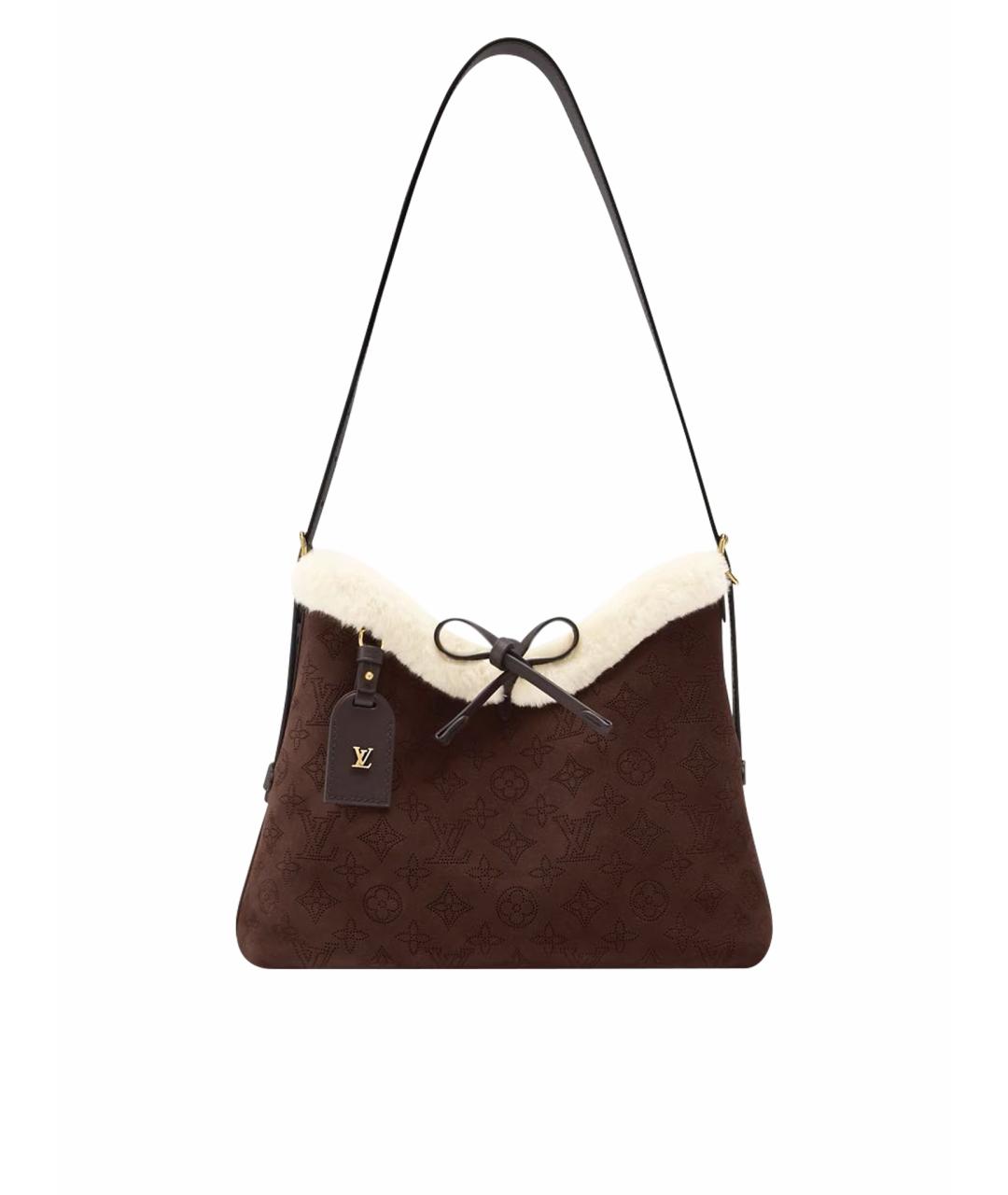 LOUIS VUITTON Коричневая кожаная сумка с короткими ручками, фото 1