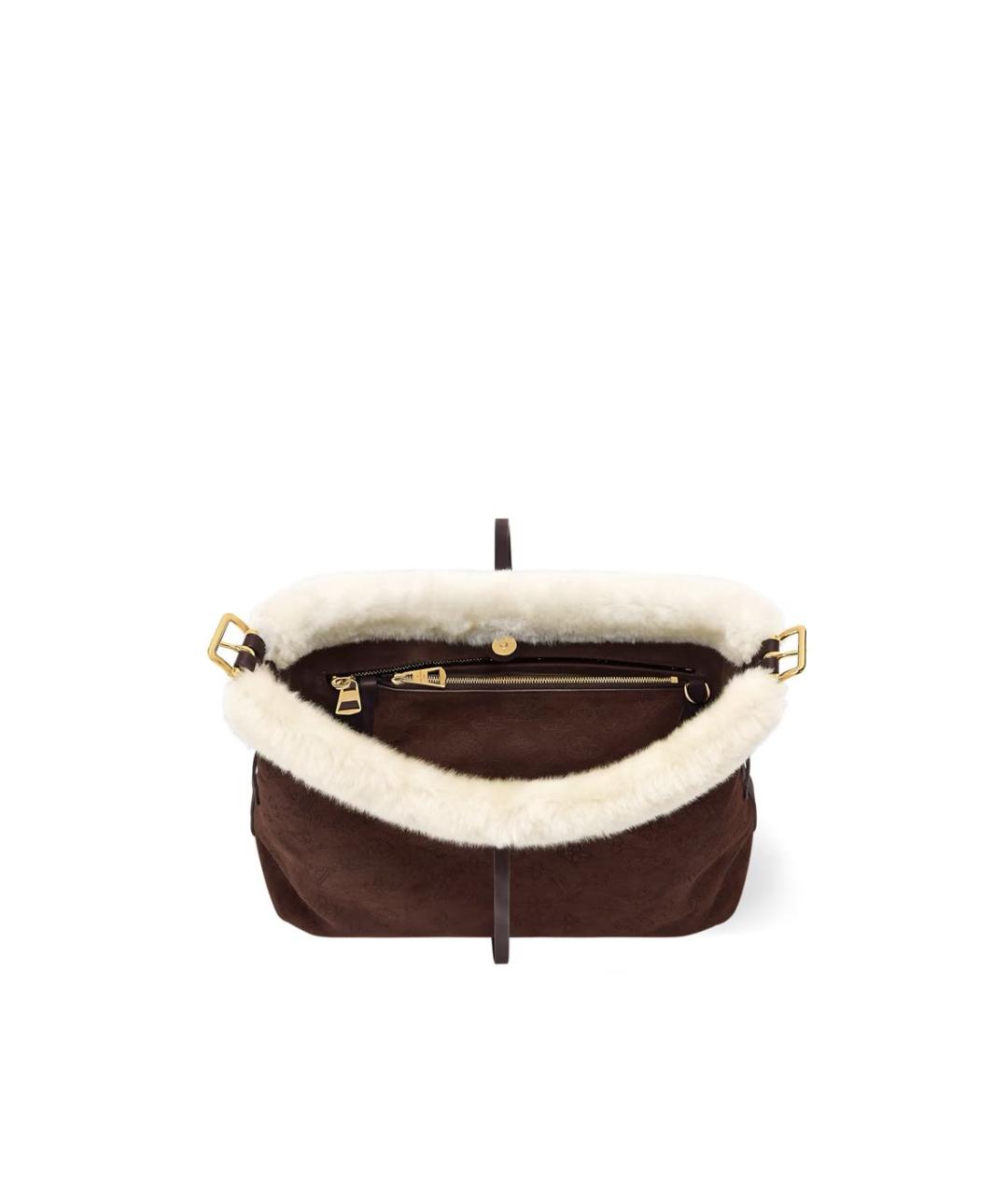 LOUIS VUITTON Коричневая кожаная сумка с короткими ручками, фото 3