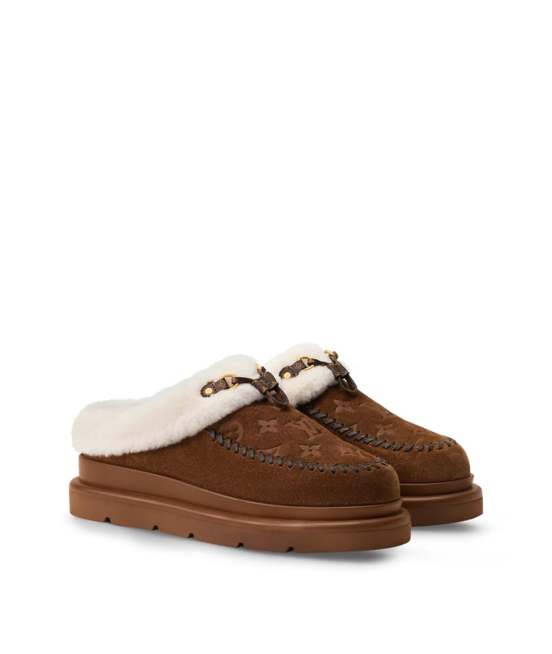 LOUIS VUITTON Коричневые кожаные мюли, фото 2