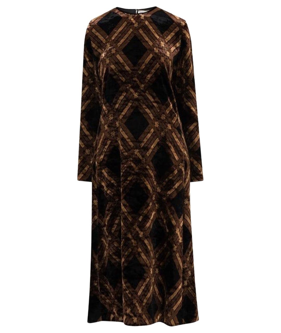 SAINT LAURENT Коричневое хлопковое вечернее платье, фото 1