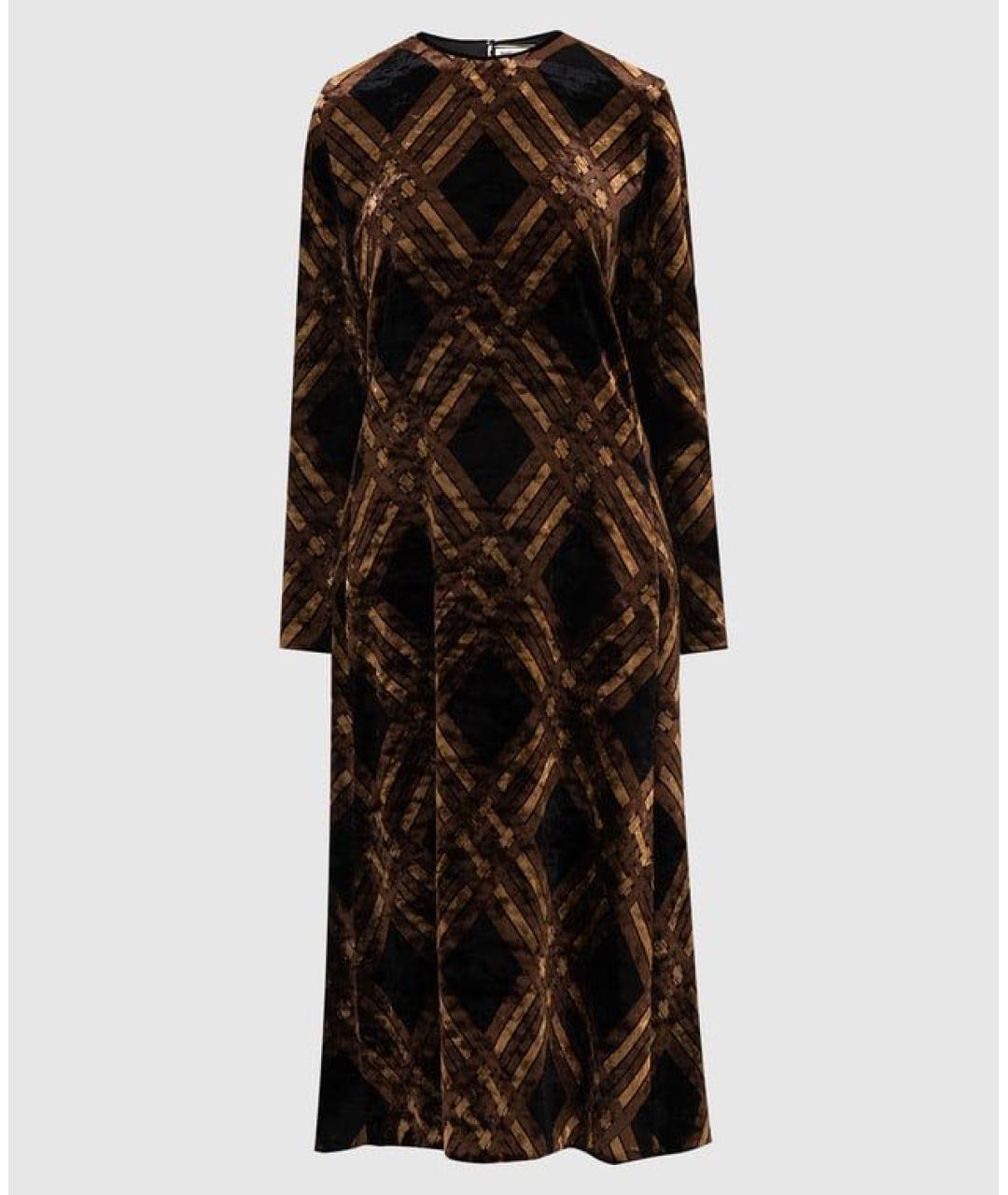 SAINT LAURENT Коричневое хлопковое вечернее платье, фото 5