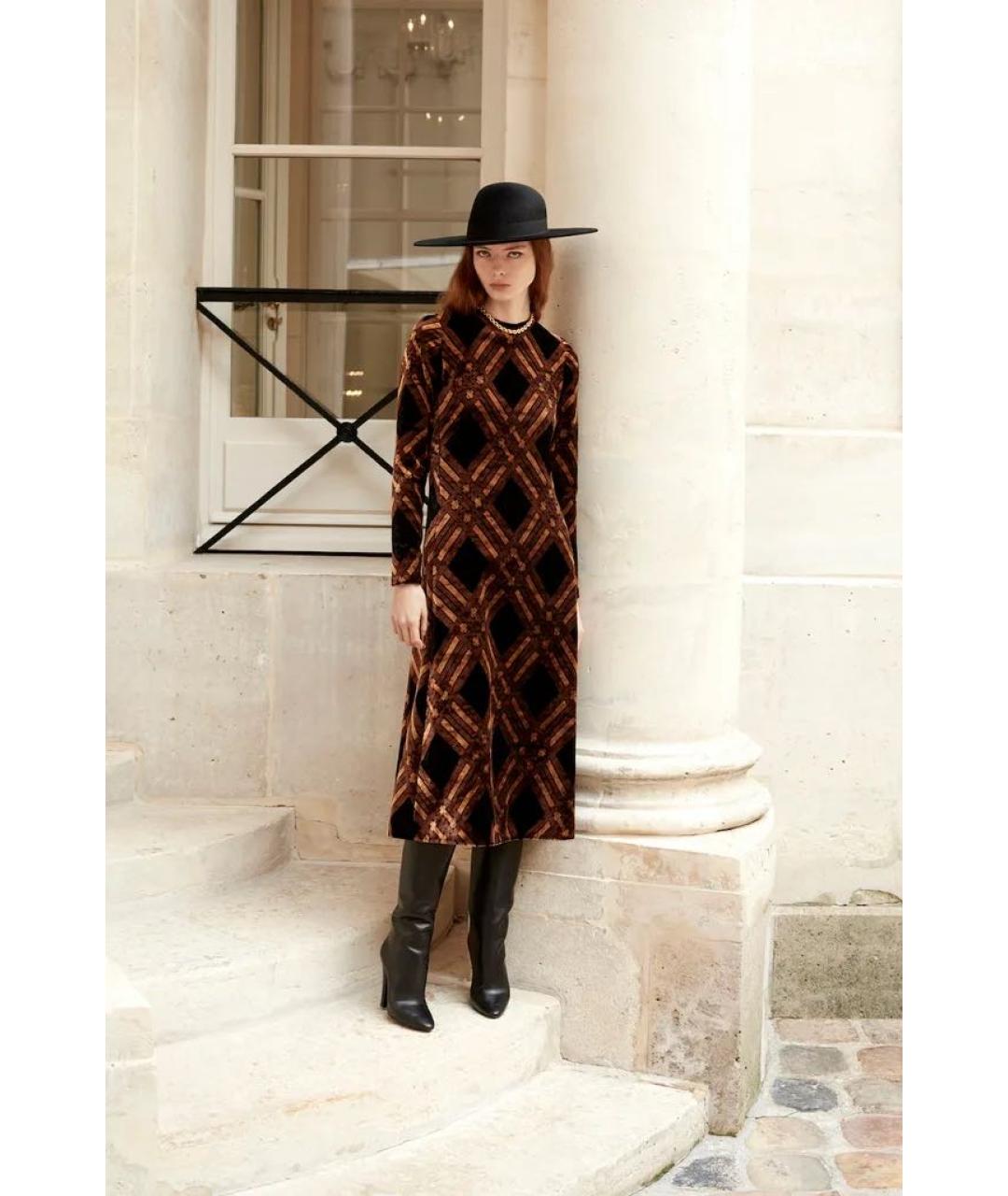 SAINT LAURENT Коричневое хлопковое вечернее платье, фото 2