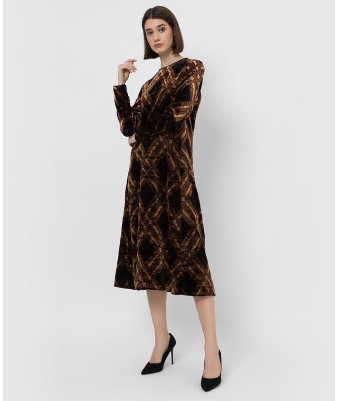 SAINT LAURENT Коричневое хлопковое вечернее платье, фото 3