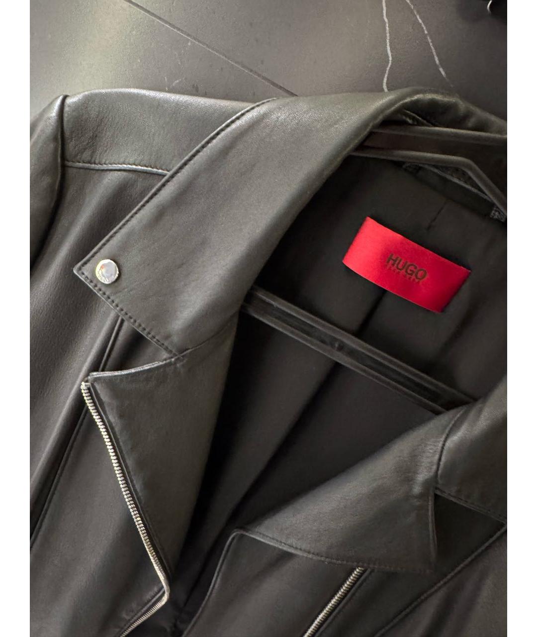 HUGO Черная кожаная куртка, фото 3