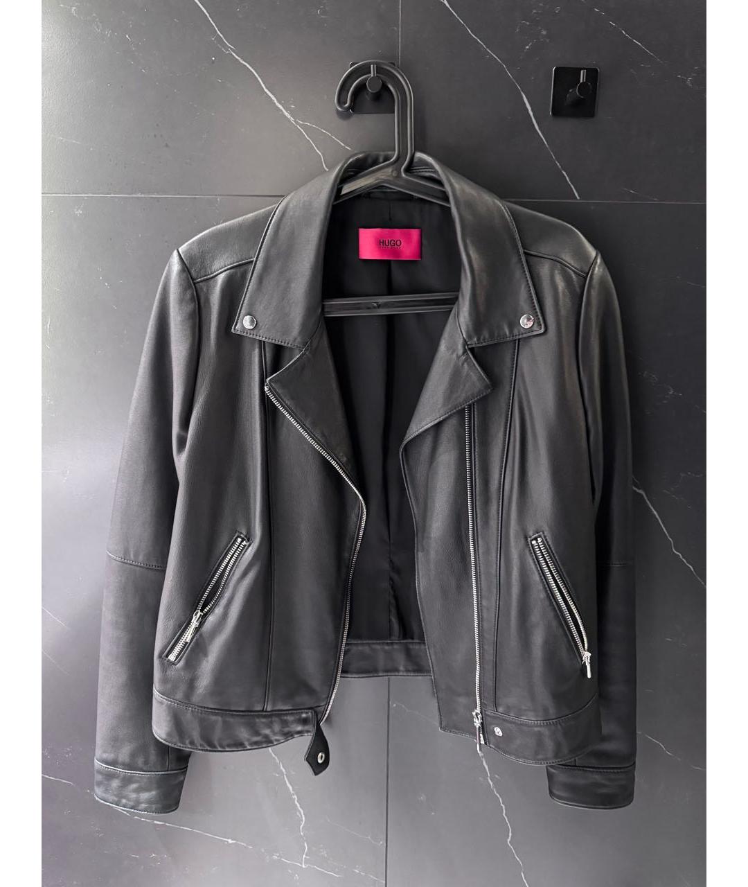 HUGO Черная кожаная куртка, фото 7