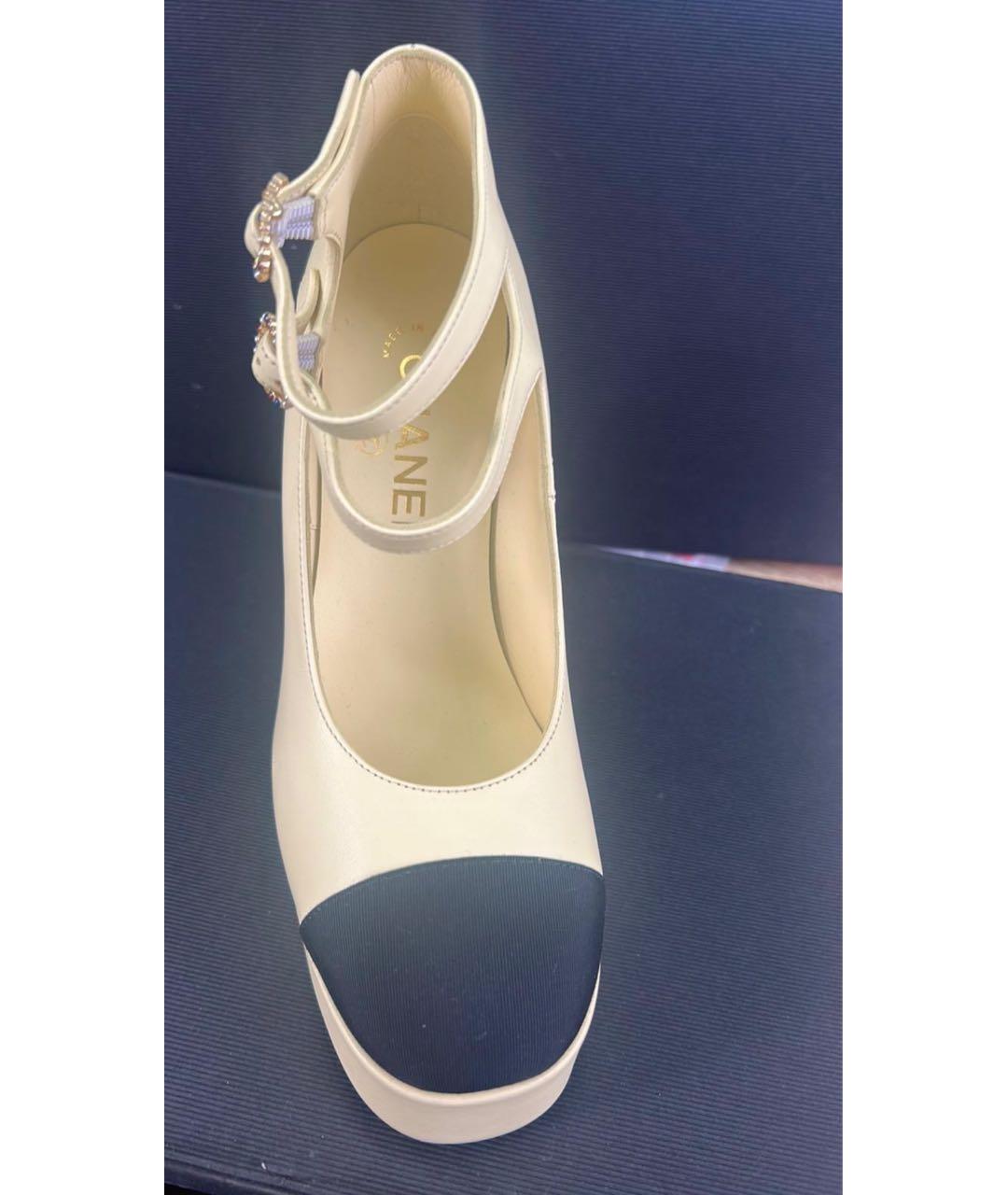 CHANEL Бежевые кожаные туфли, фото 6