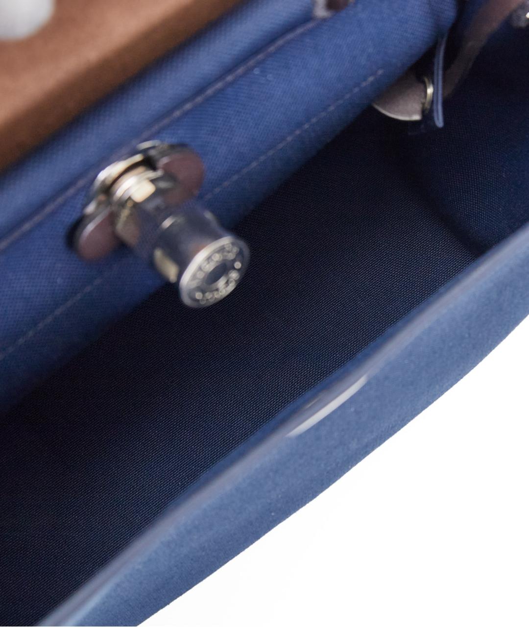 HERMES Синяя тканевая сумка с короткими ручками, фото 6