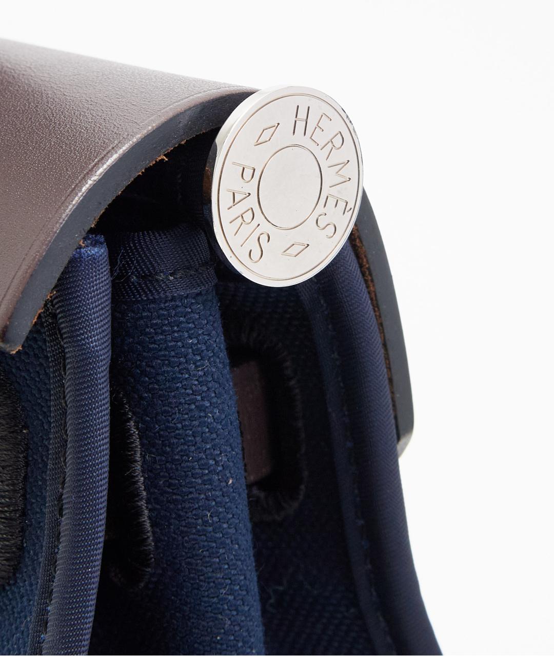 HERMES Синяя тканевая сумка с короткими ручками, фото 5