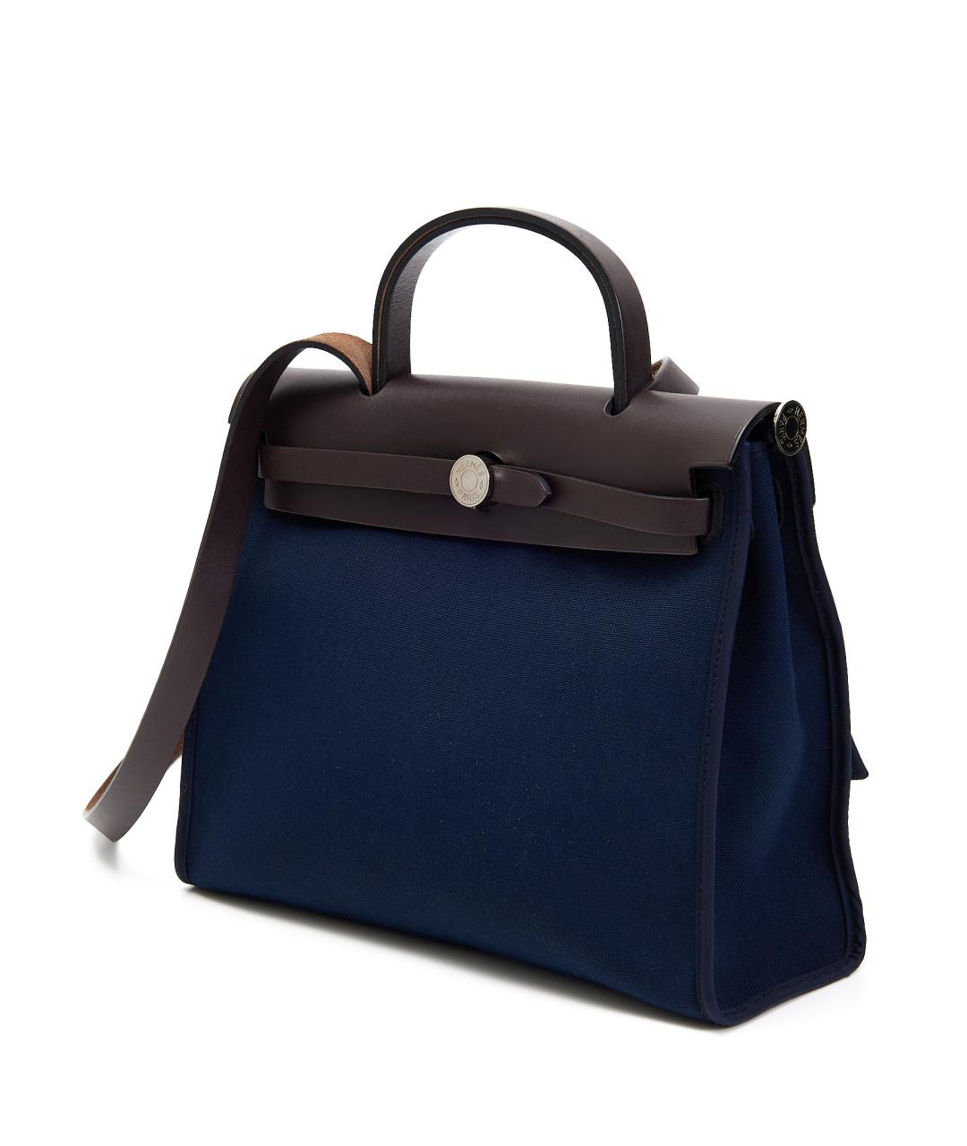 HERMES Синяя тканевая сумка с короткими ручками, фото 2