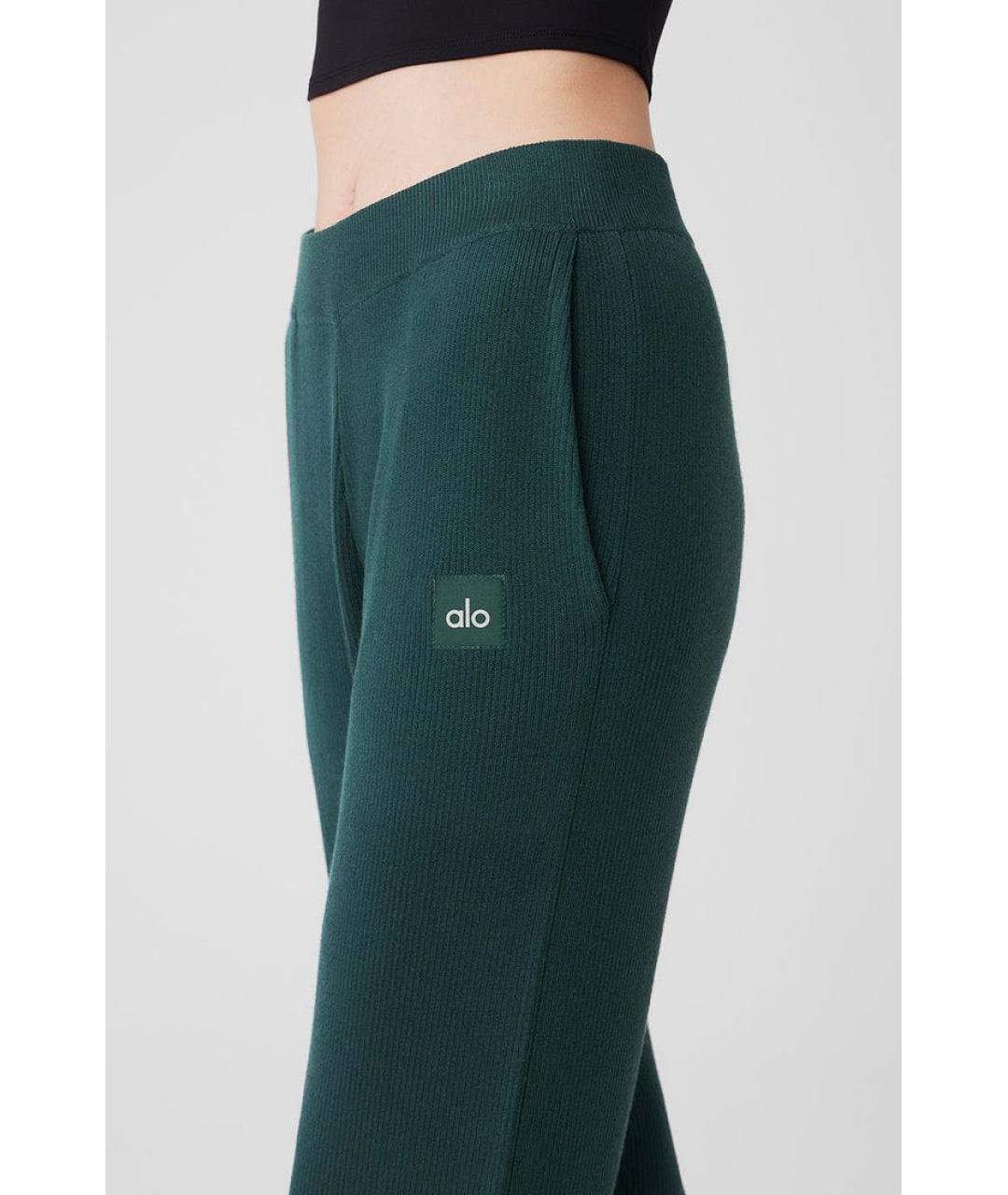 ALO YOGA Зеленые хлопковые спортивные брюки и шорты, фото 4