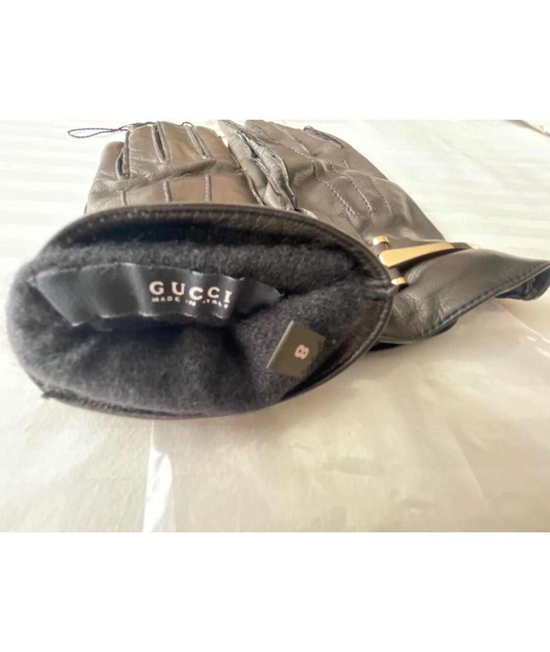 GUCCI Черные кожаные перчатки, фото 8