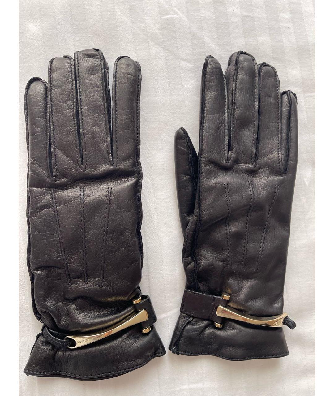 GUCCI Черные кожаные перчатки, фото 2
