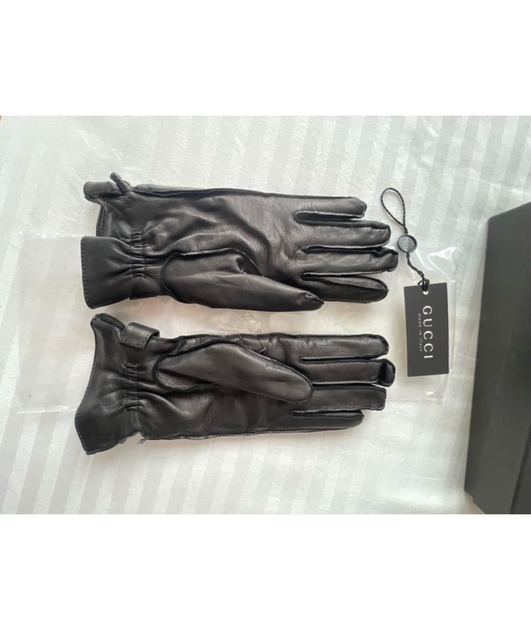 GUCCI Черные кожаные перчатки, фото 6