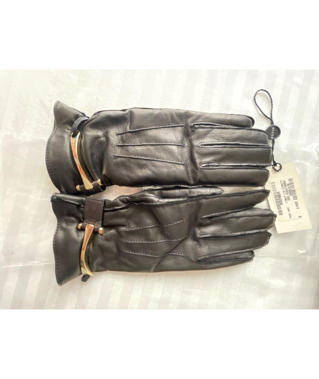 GUCCI Черные кожаные перчатки, фото 4