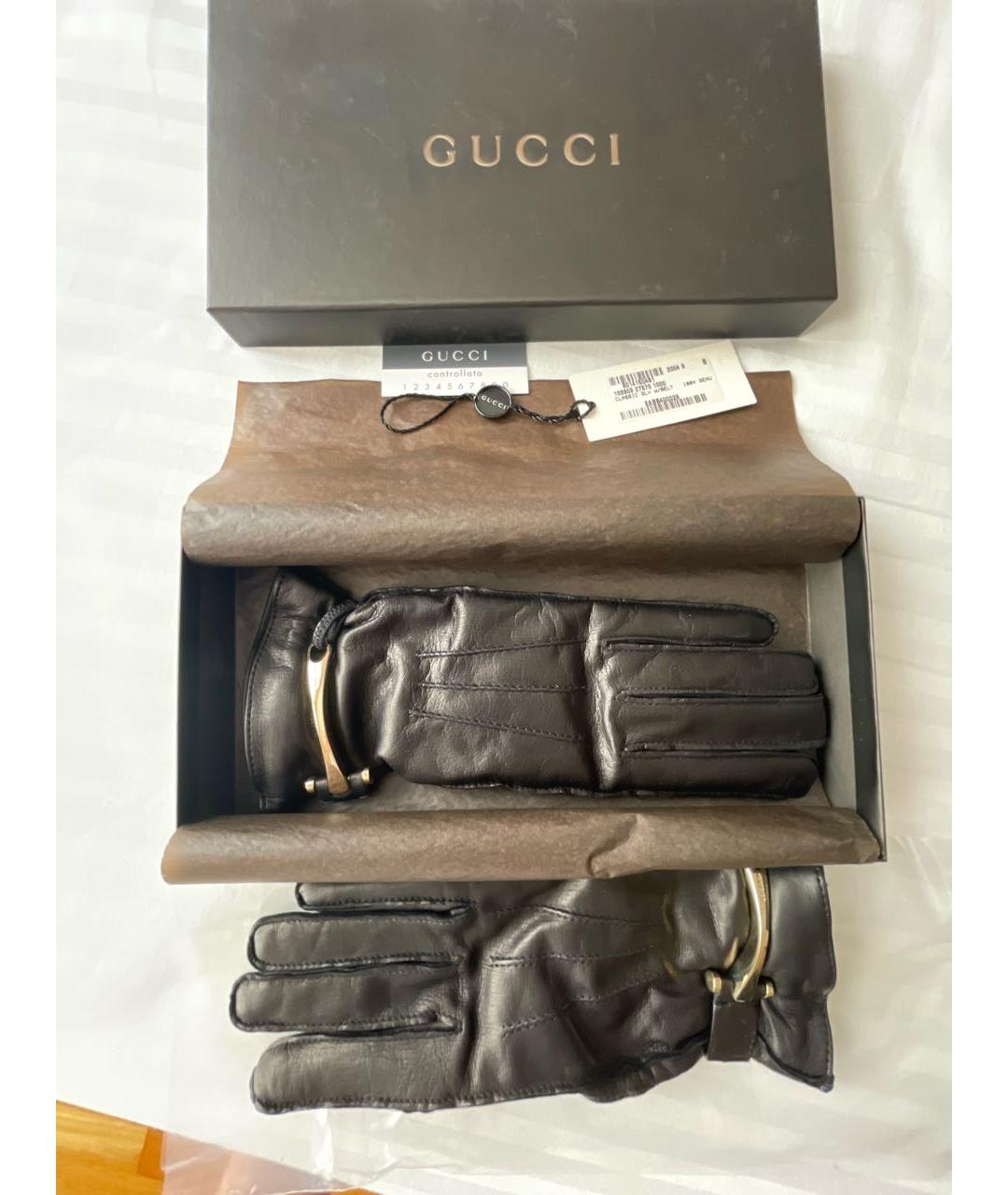 GUCCI Черные кожаные перчатки, фото 5