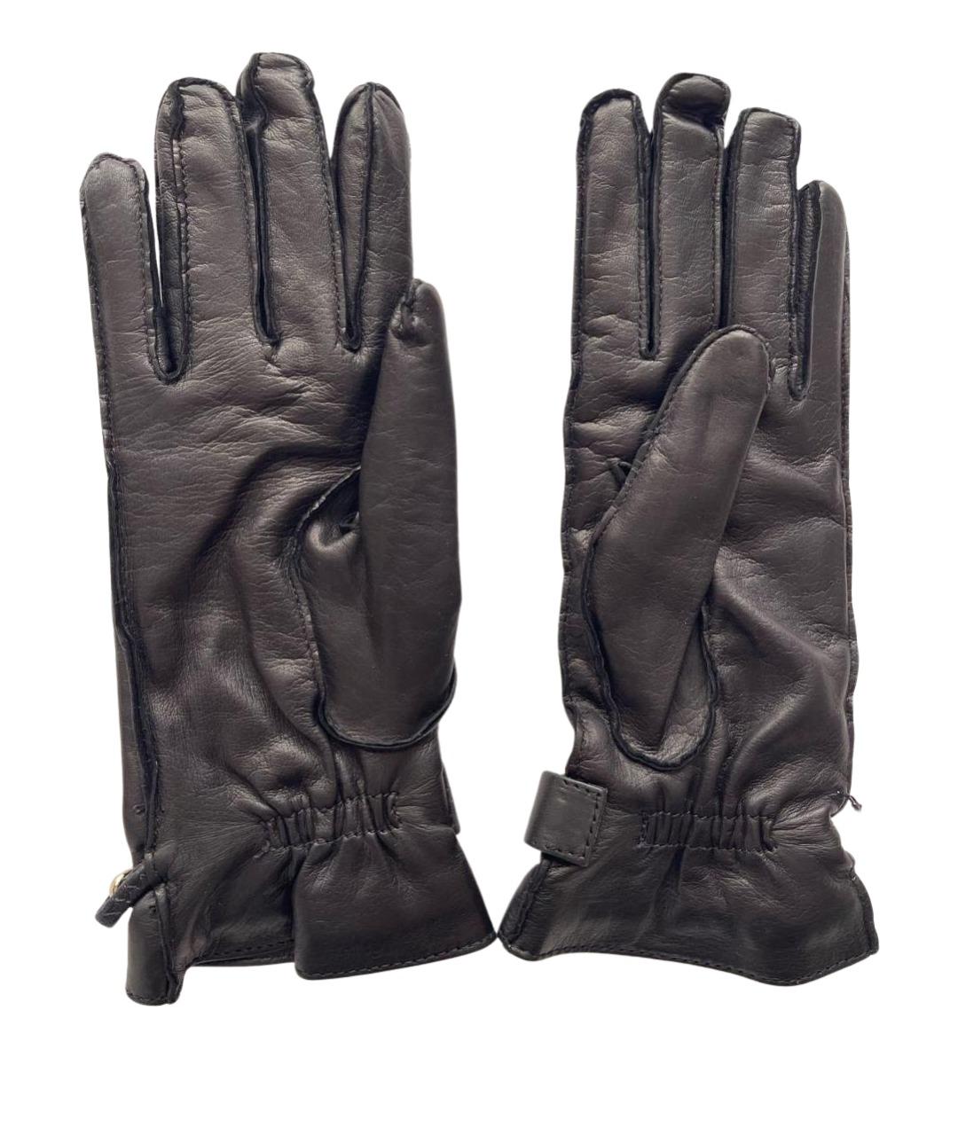 GUCCI Черные кожаные перчатки, фото 1