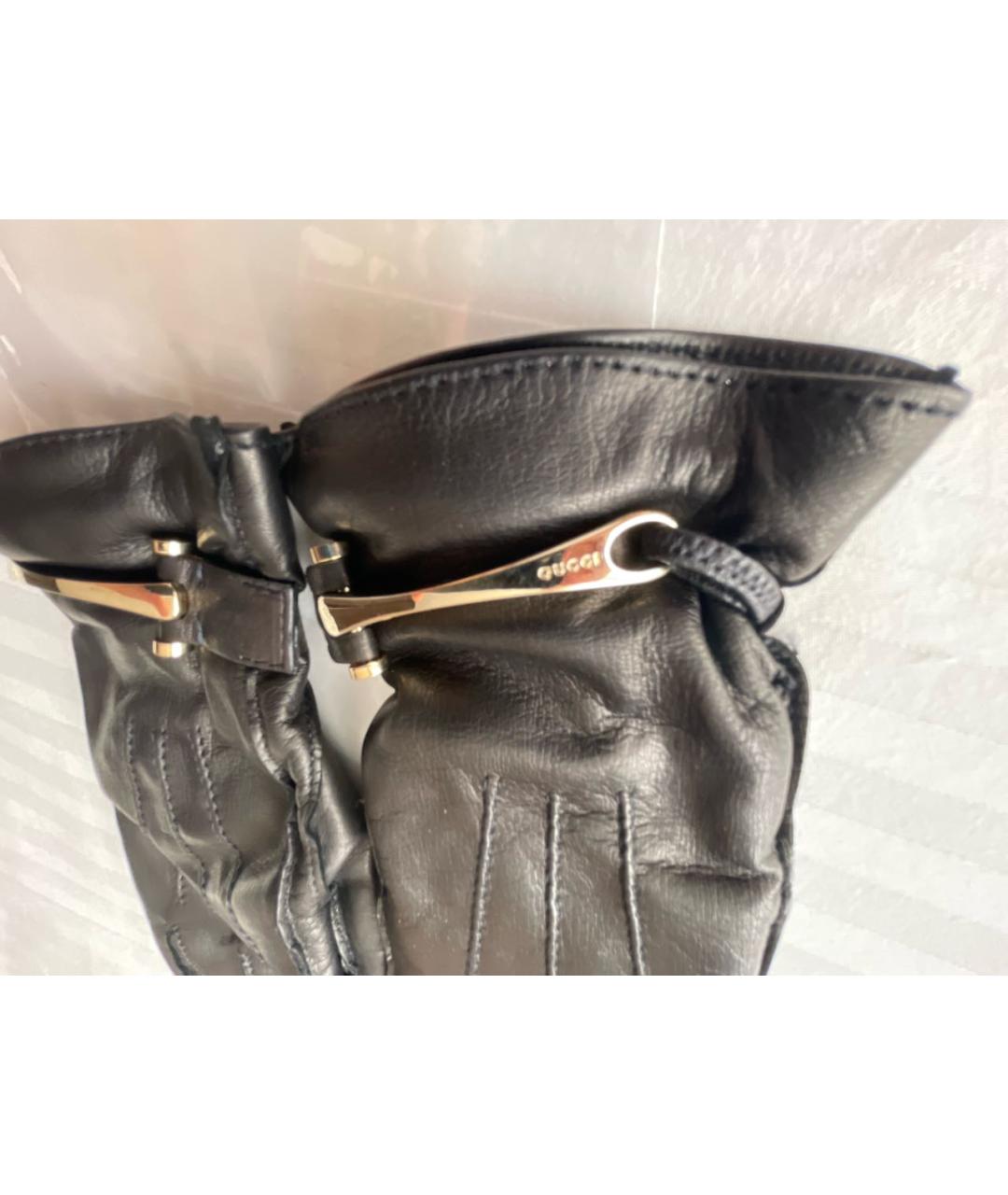 GUCCI Черные кожаные перчатки, фото 7