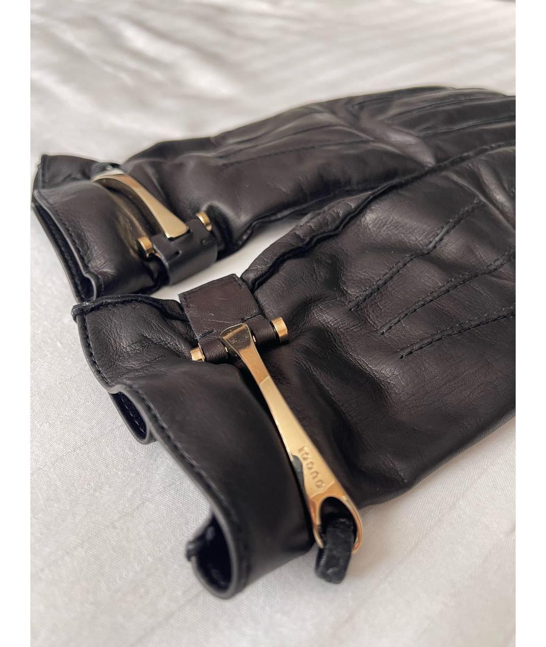 GUCCI Черные кожаные перчатки, фото 3