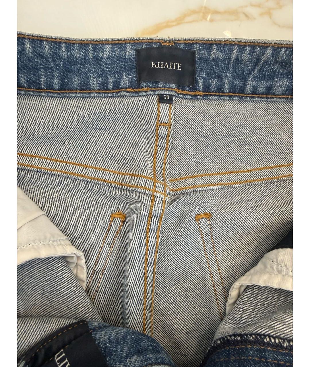 KHAITE Голубые хлопковые прямые джинсы, фото 3