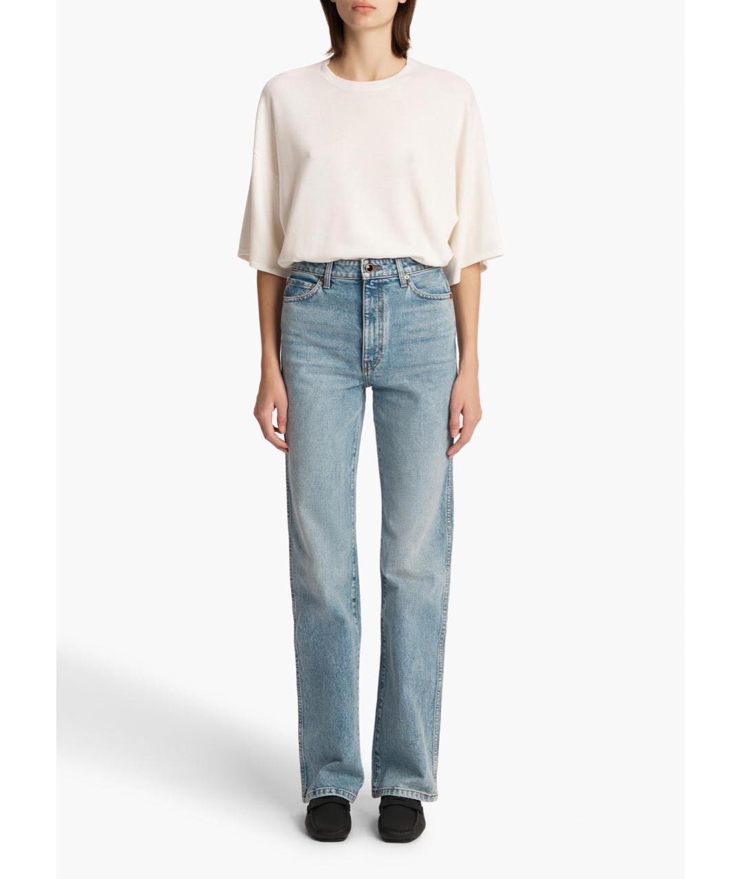 KHAITE Голубые хлопковые прямые джинсы, фото 7