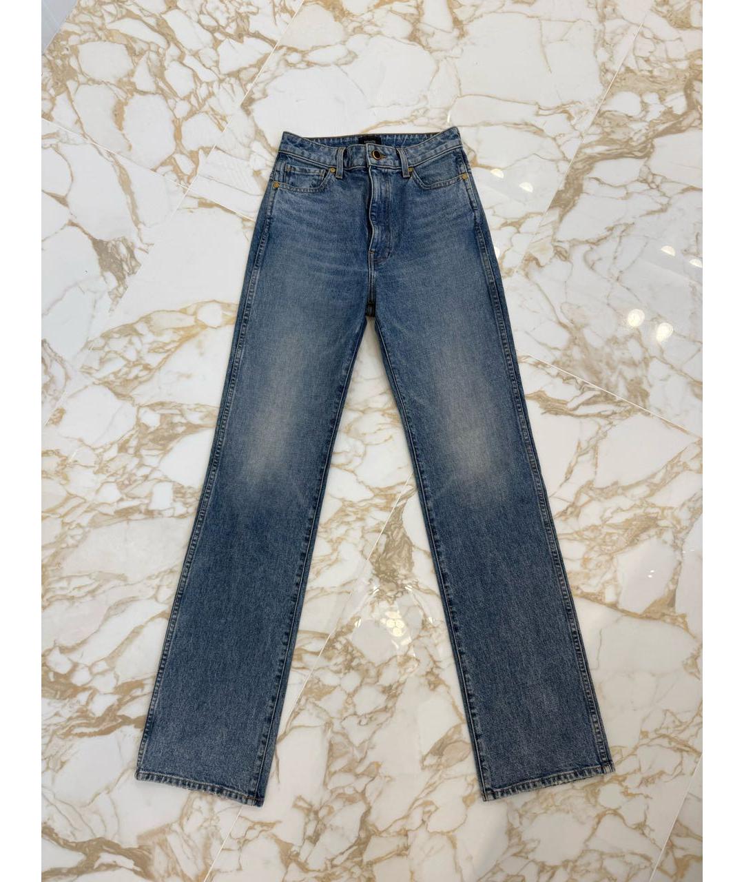 KHAITE Голубые хлопковые прямые джинсы, фото 9