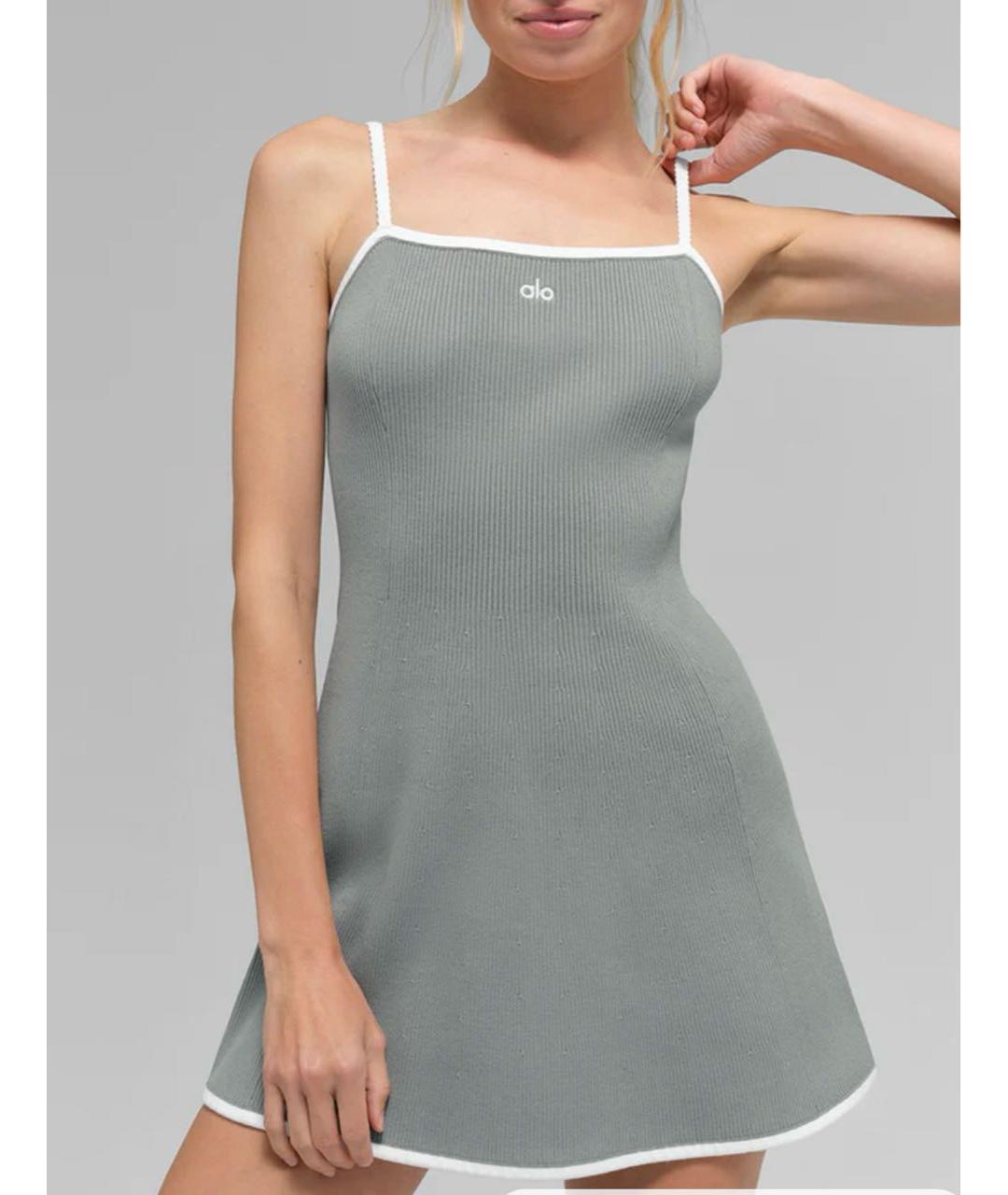 ALO YOGA Серое хлопковое повседневное платье, фото 2