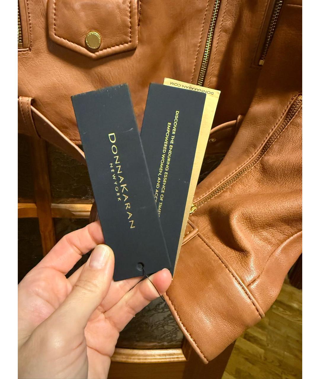 DKNY Коричневая кожаная куртка, фото 3