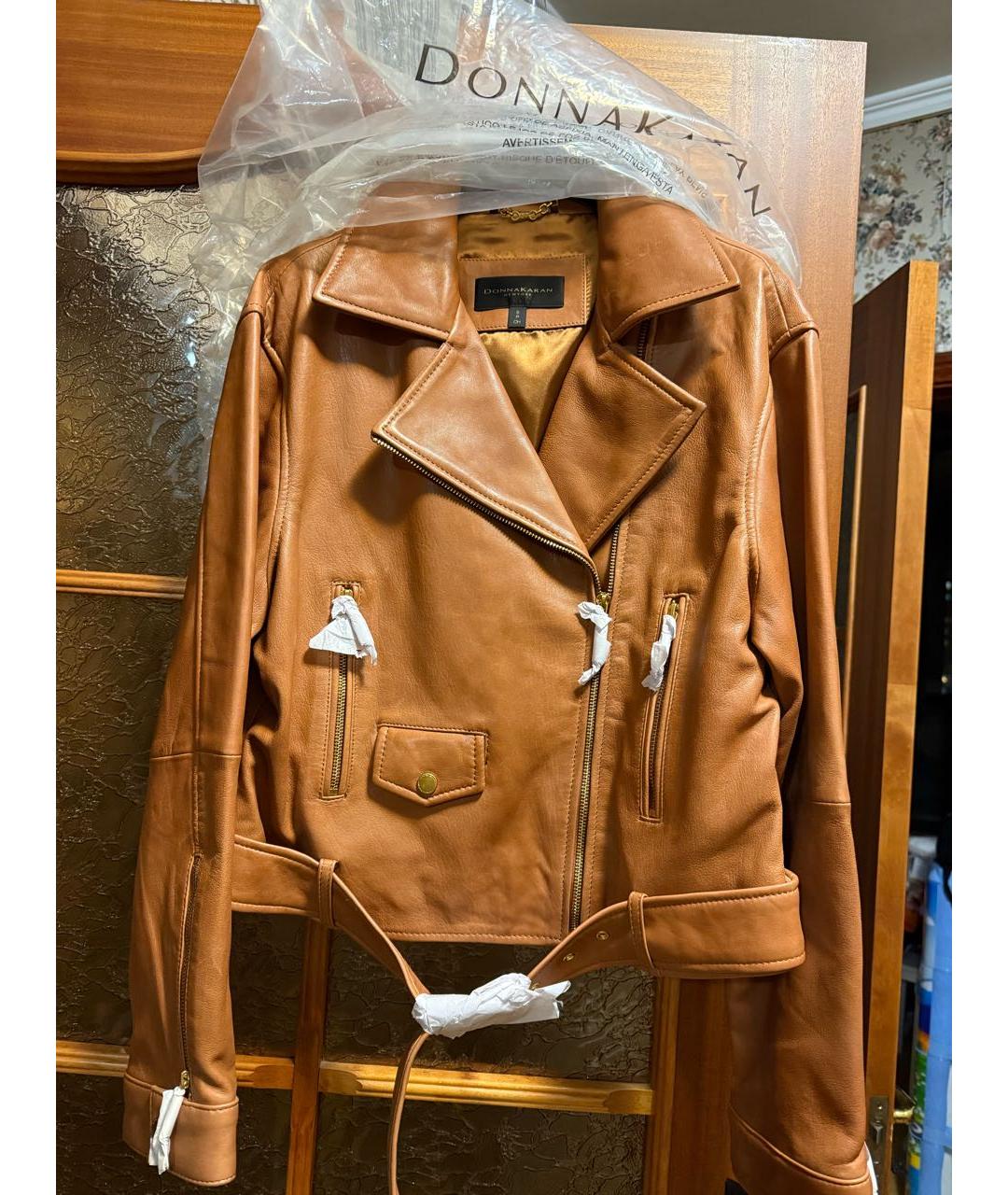 DKNY Коричневая кожаная куртка, фото 6