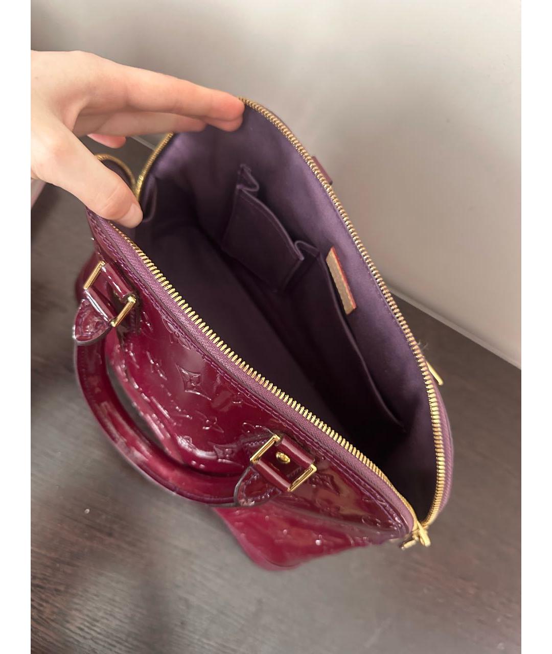 LOUIS VUITTON Бордовая сумка с короткими ручками из лакированной кожи, фото 4