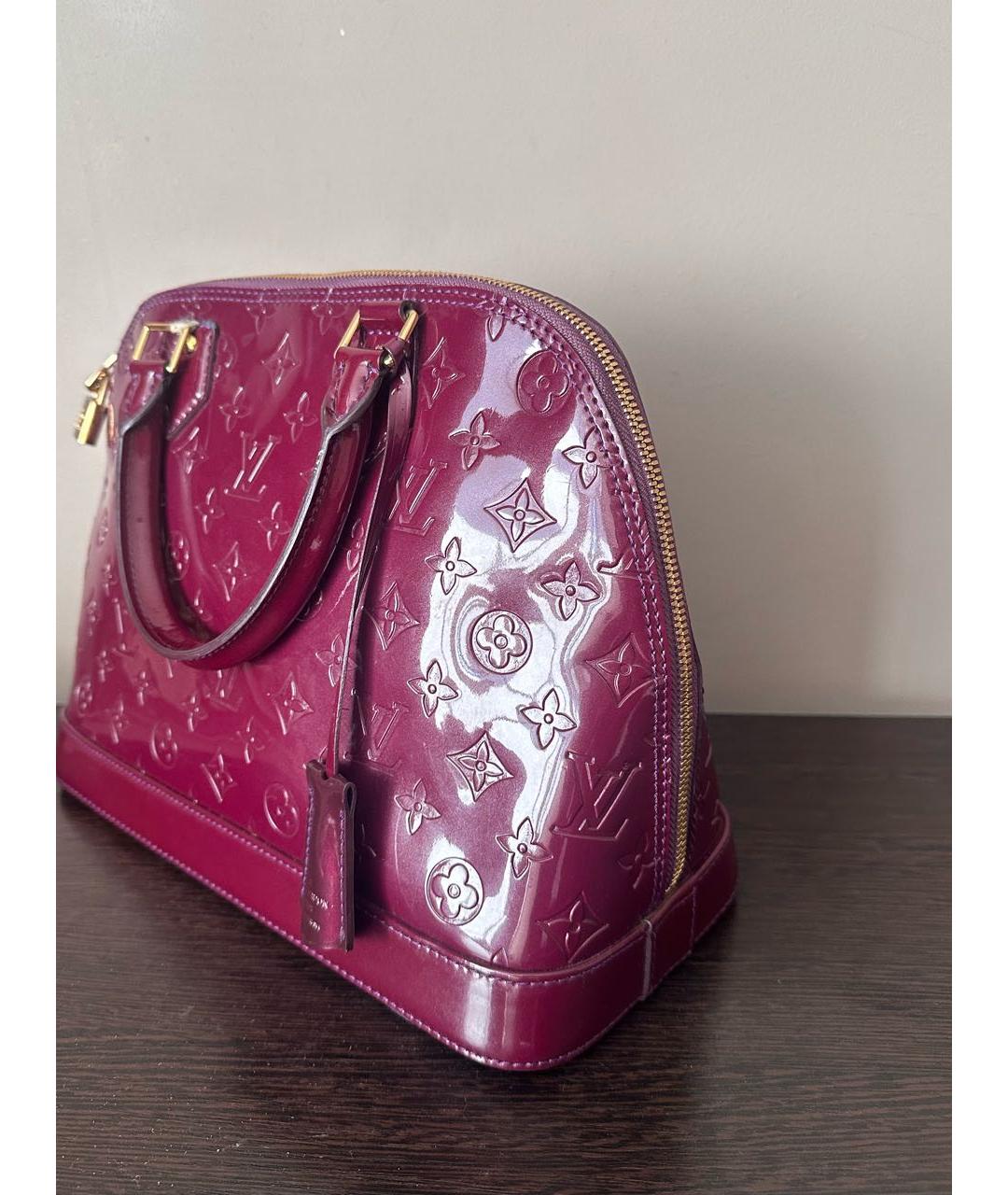 LOUIS VUITTON Бордовая сумка с короткими ручками из лакированной кожи, фото 2