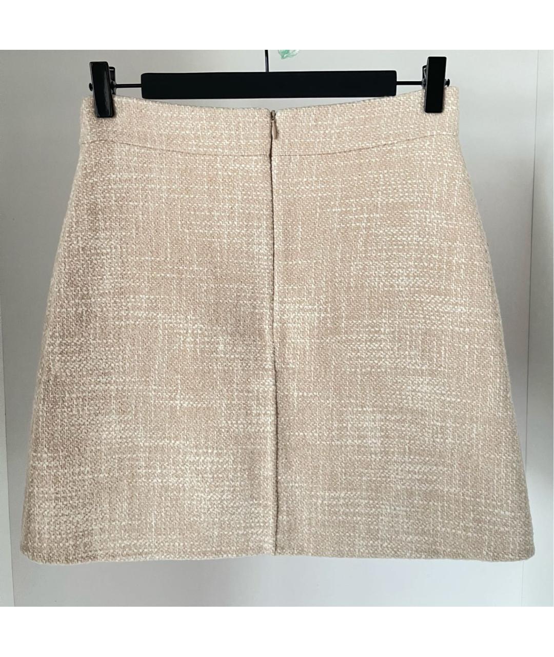 SANDRO Бежевая шерстяная юбка мини, фото 2
