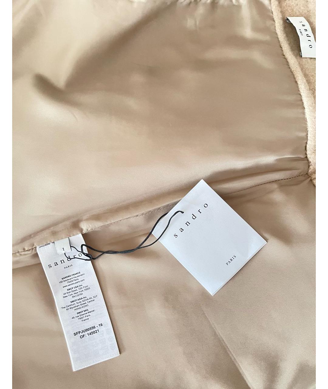 SANDRO Бежевая шерстяная юбка мини, фото 3