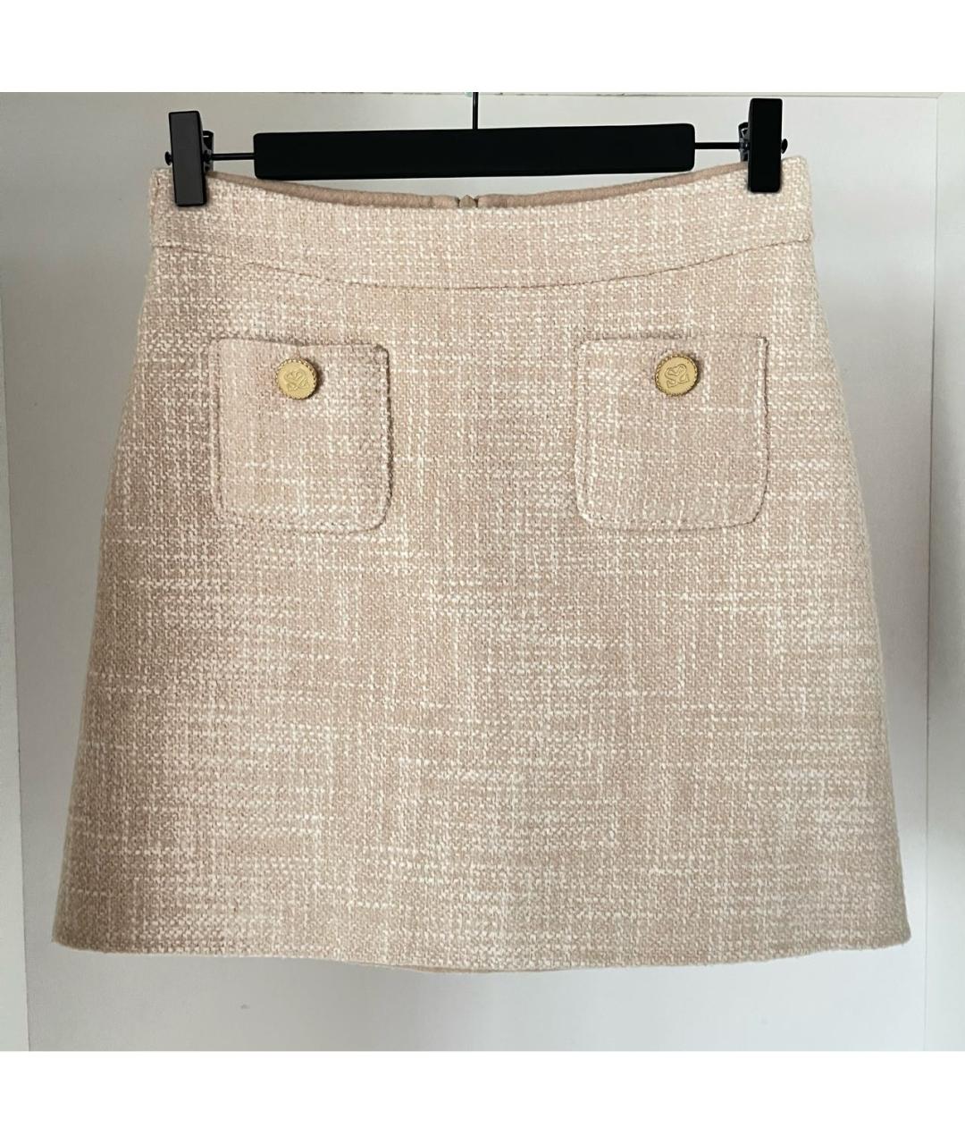 SANDRO Бежевая шерстяная юбка мини, фото 7