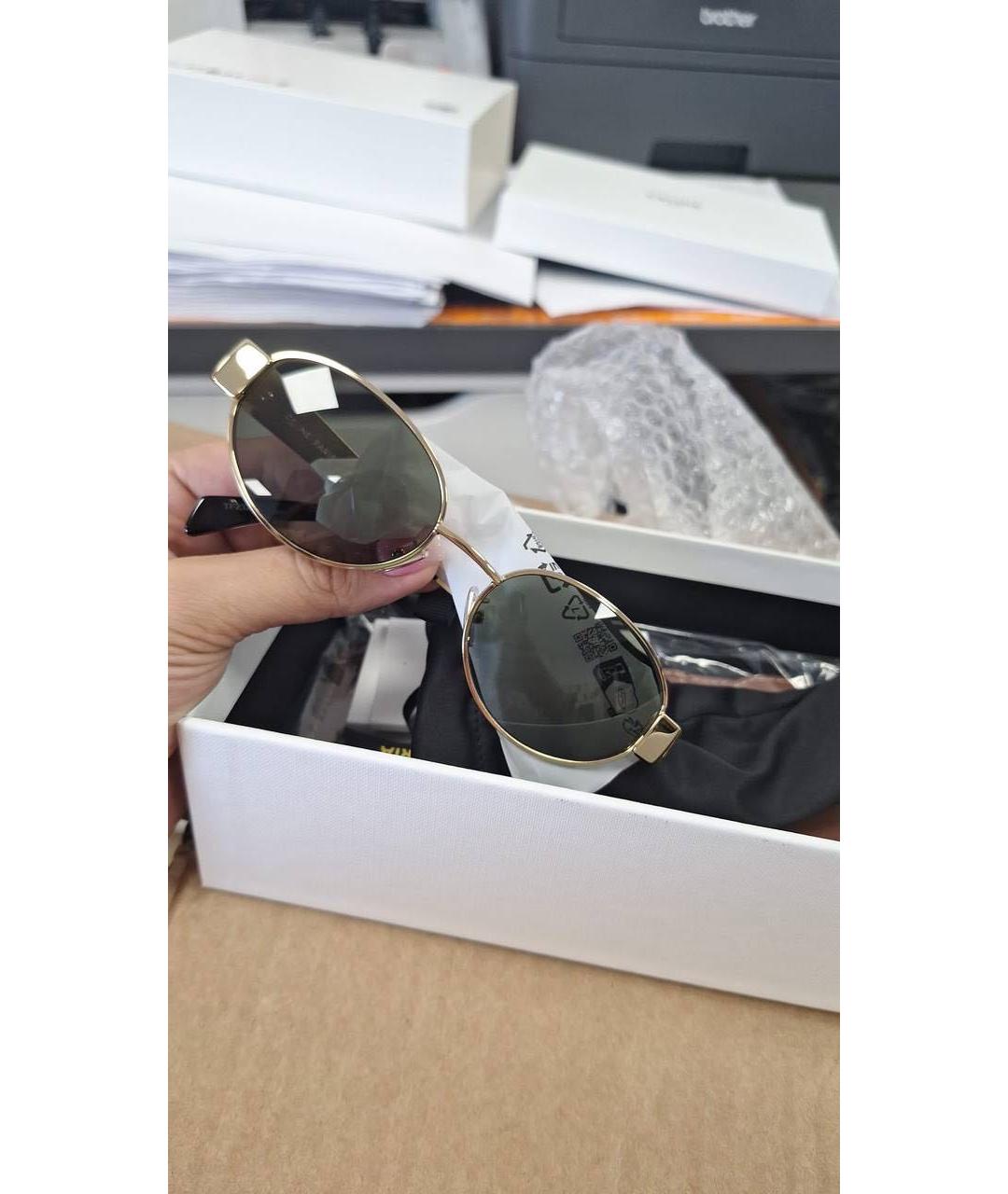 CELINE Золотые металлические солнцезащитные очки, фото 3