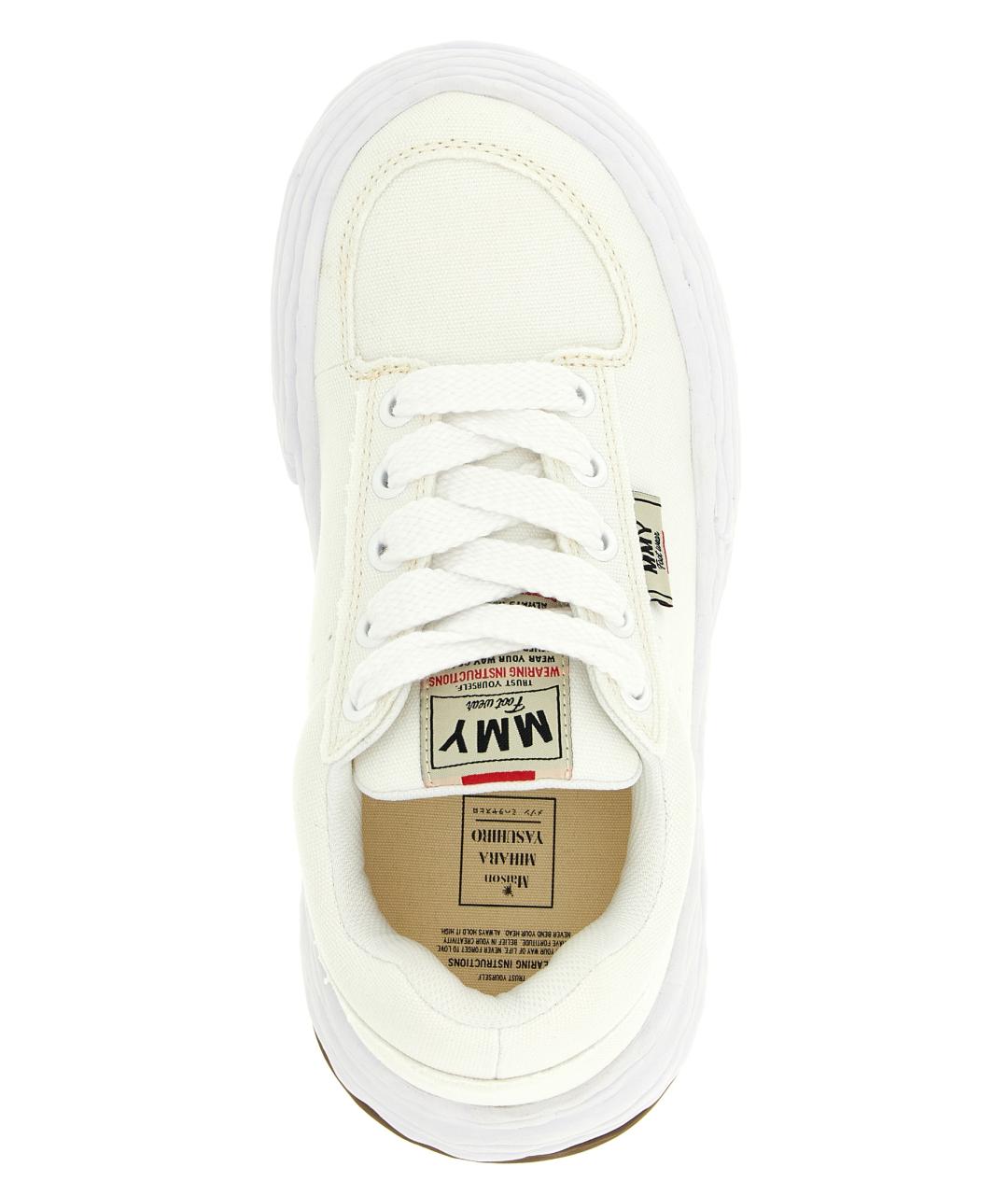 MAISON MIHARA YASUHIRO Белые текстильные низкие кроссовки / кеды, фото 4