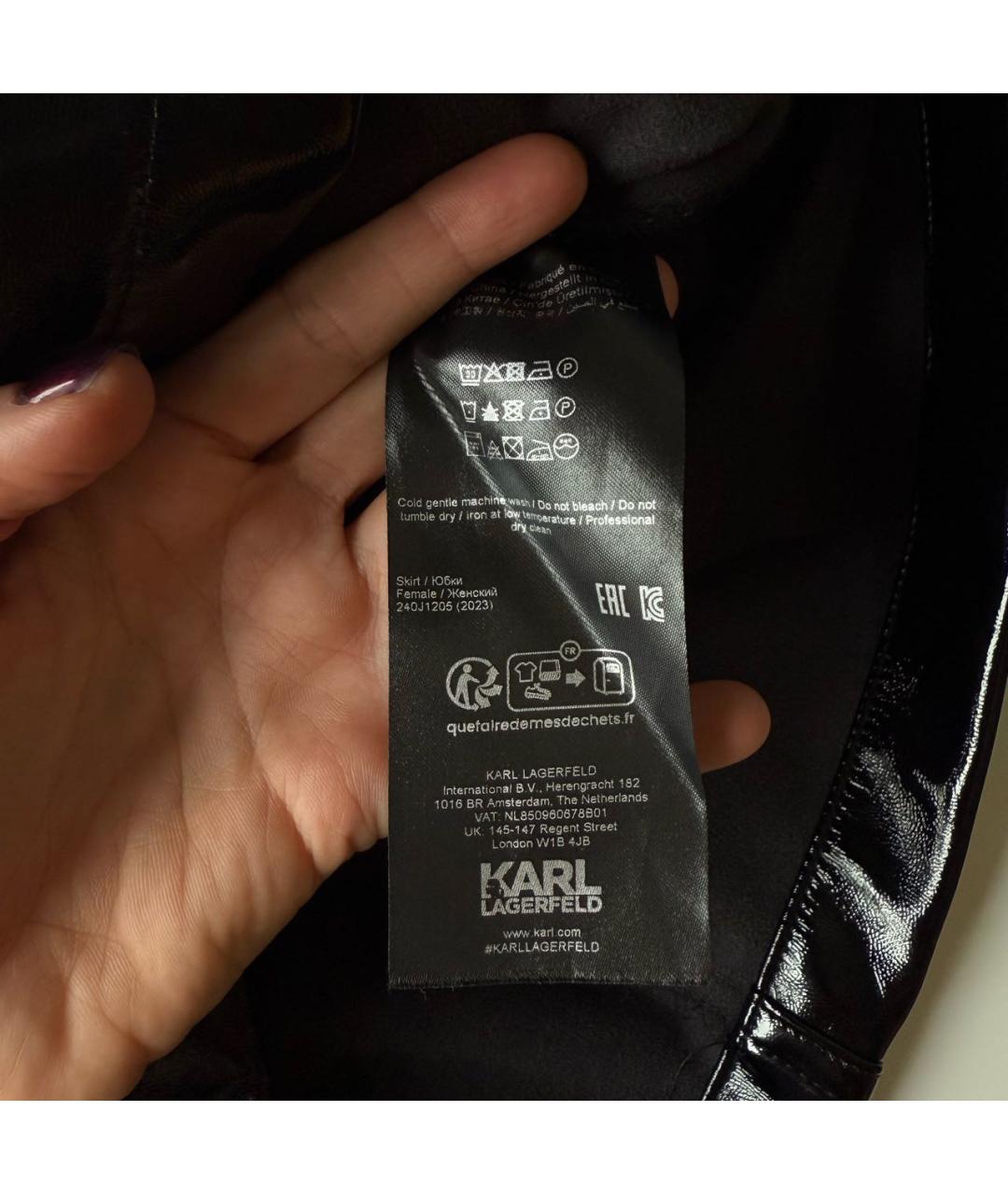 KARL LAGERFELD Черная полиэстеровая юбка мини, фото 5