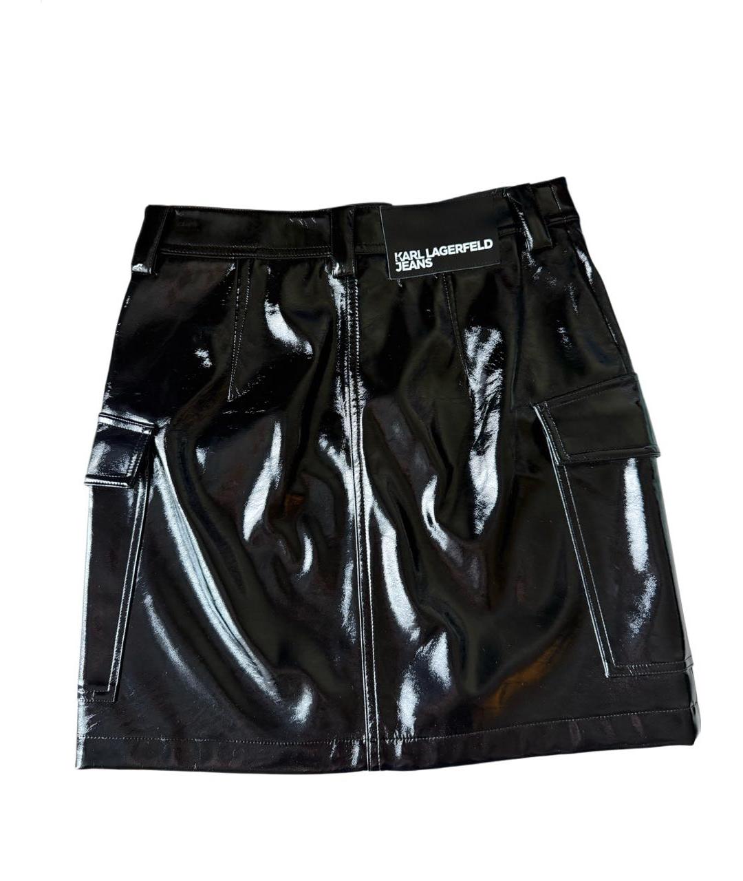 KARL LAGERFELD Черная полиэстеровая юбка мини, фото 2