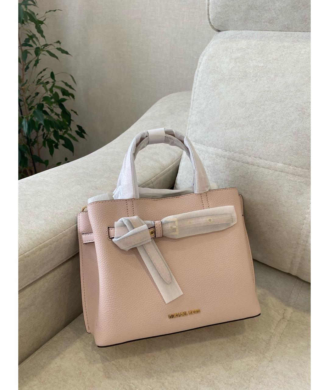 MICHAEL KORS Розовая кожаная сумка с короткими ручками, фото 3