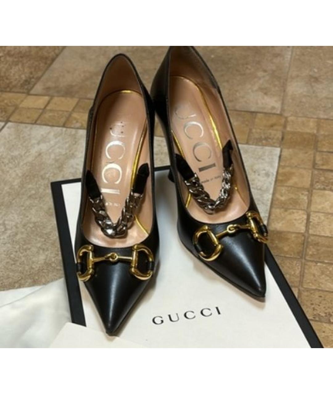 GUCCI Черные кожаные туфли, фото 4