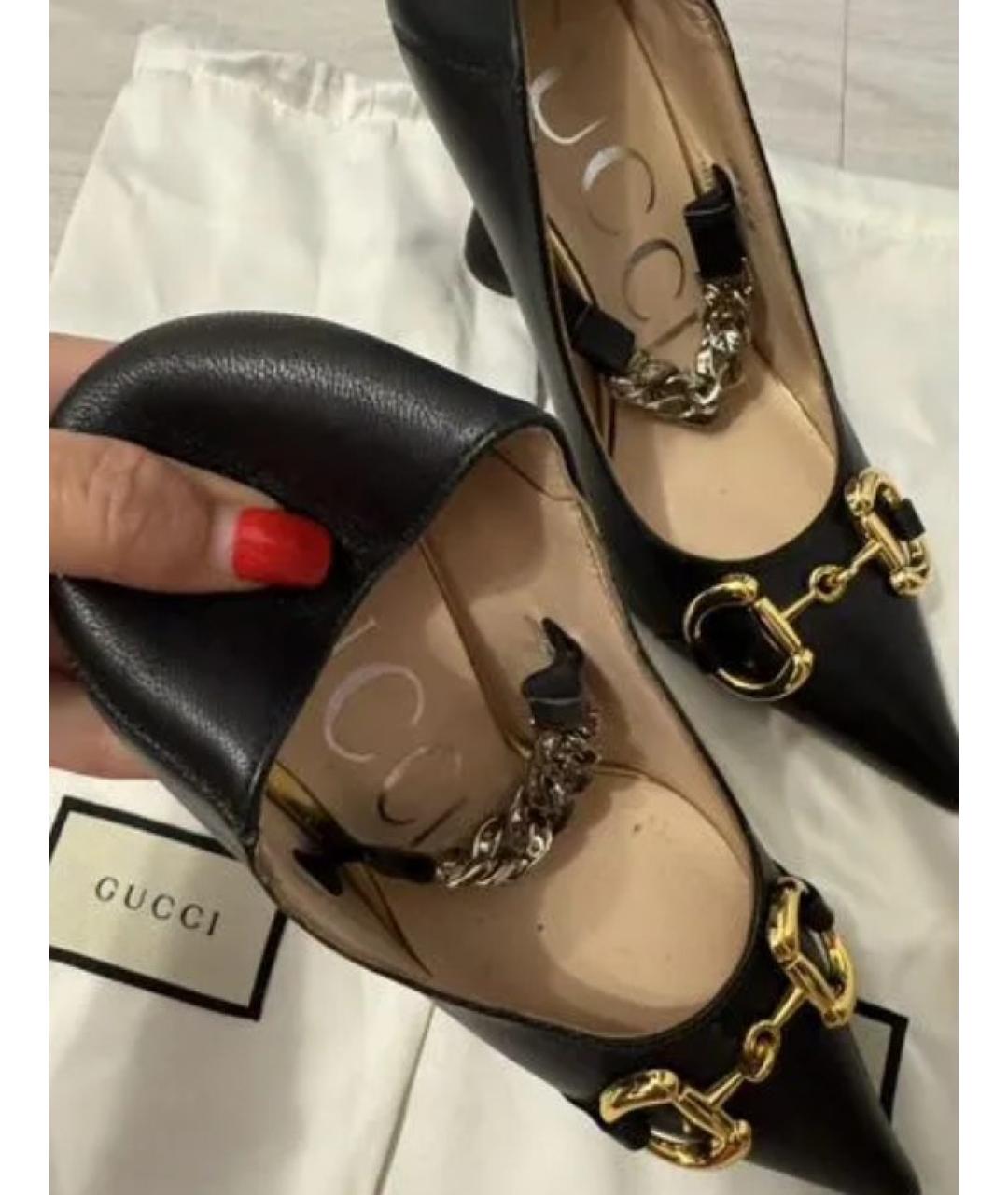 GUCCI Черные кожаные туфли, фото 6